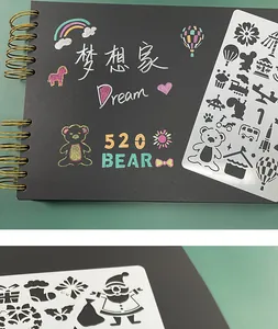 Close-up detail of hollowed-out cartoon painting stencils for DIY creative drawing