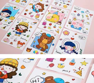 Detailed macro view of cute cartoon waterproof PVC stickers for laptop decoration