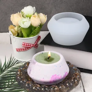Handmade round silicone mold for DIY resin candle holders and succulent flower pots