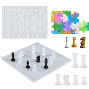 DIY 3D Chess Silicone Mold Resin Casting Molds For Chessboard Chess Pieces King Queen Knight Bishop Rook Pawn Jewelry Craft Tools
