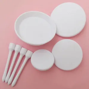 Vista detallada de 4 clavos para flores de pastel de plástico blanco para decoración DIY