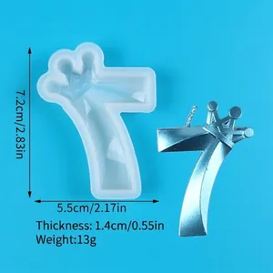 Detailed dimensions of crown number 7 silicone mold for birthday candle and cake decoration