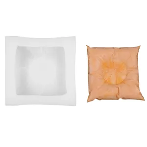 Detail comparison between the translucent silicone mold and the finished square pillow craft