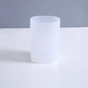 Minimalist white translucent cylindrical desktop pen holder and stationery storage cup