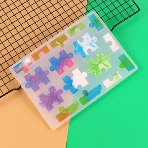 DIY jigsaw puzzle silicone mold for resin casting and creative board game crafts