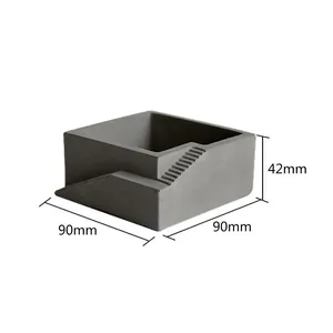 Detailed view of grey concrete succulent planter with 90x90x42mm dimension markings
