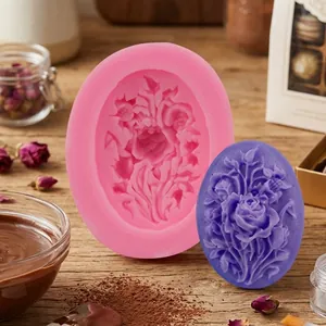 Oval Rose Flower Gemstone Silicone Mold For Fondant Chocolate Cake Decorating Aromatherapy Plaster Resin DIY Craft Mold