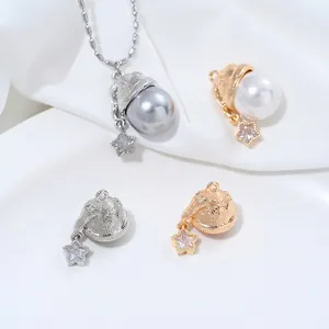 Messing 14K Vergoldet Weihnachtsmütze Anhänger Mit Zirkonia Stern Charm Süße DIY Halskette Schmuckherstellung Zubehör Für Damen