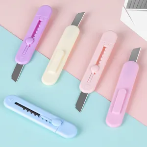 Mini portable retractable utility knives in various pastel colors for box opening
