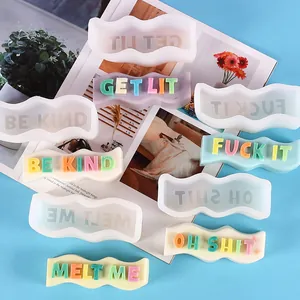 Wave shaped slogan silicone molds for DIY candle and soap making with 3D letters