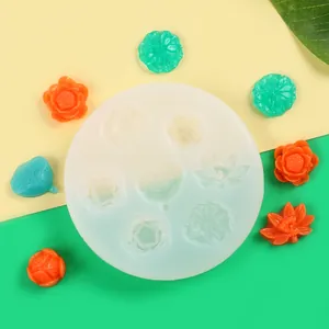 Molde de silicona multi-cavidad de flor de loto para velas DIY y decoración de pasteles