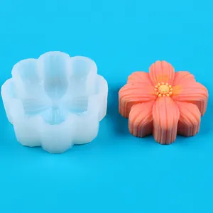 Cherry blossom silicone mold detail showing the intricate pattern and finished flower wax