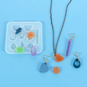 Stampo in silicone per gioielli in resina fai-da-te con campioni colorati finiti