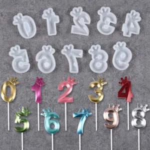 Professional silicone molds for crown number birthday candles with finished samples