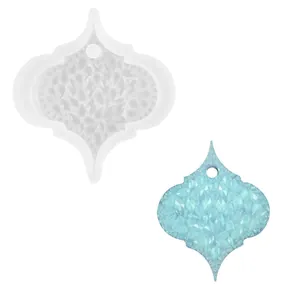 Moroccan style silicone mold with hole for DIY resin pendant and keychain making