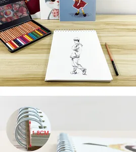 Detail view of the 1.8cm sturdy white spiral binding on a premium A4 sketchbook for art