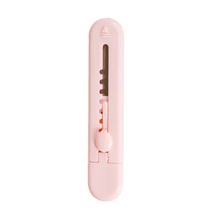 Mini portable pink retractable utility knife for unboxing and office paper cutting tasks