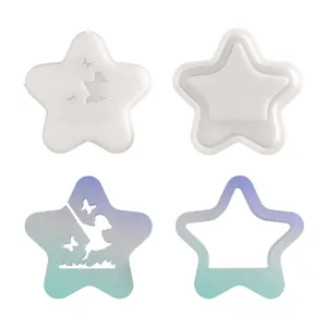 Juego de 4 moldes de silicona en forma de estrella con diseños de mariposas y siluetas
