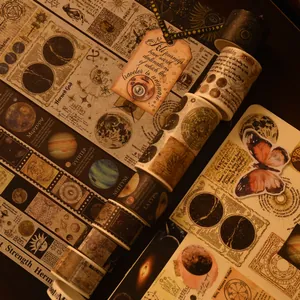 18-Rollen Vintage Washi Tape Set mit Astromuster für DIY Scrapbooking und Dekoration.