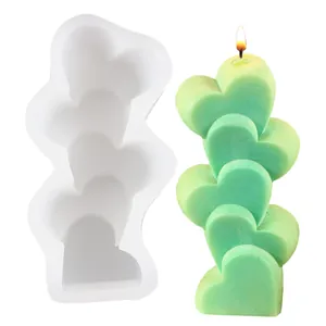 Tiered heart silicone mold for DIY aromatherapy candles and handmade soap making