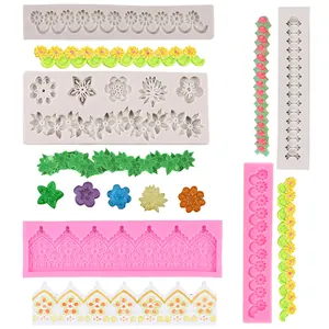 Europese Retro Bloemenpatroon Siliconen Bakvorm Voor DIY Chocolade Snoep Fondant Taart Rand Decoratie Kant Bakvorm