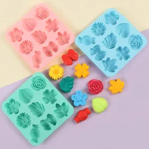 9-cavity silicone molds featuring flower and leaf shapes for DIY pudding and cake.