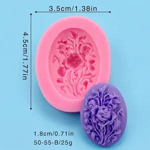 Oval rose flower silicone mold for fondant chocolate and resin craft with dimensions