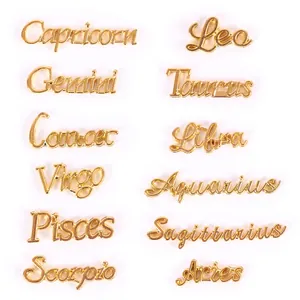 Set van 12 gouden sterrenbeeld bedeltjes voor DIY sieraden maken.