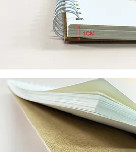 Close-up of A4 spiral sketchbook showing 1cm paper thickness and page texture.