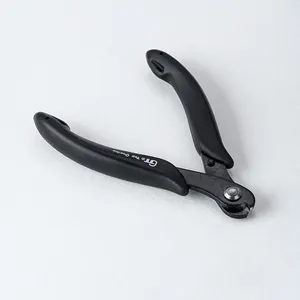 Close-up of GT black precision wire cutters for jewelry making on white background