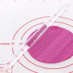 Rodillo de acrílico transparente con relieve para fondant y proyectos de repostería