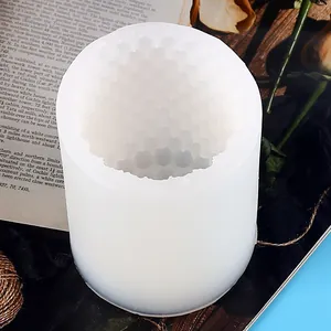 Detailed internal view of white geometric heart-shaped silicone mold for DIY candle making.