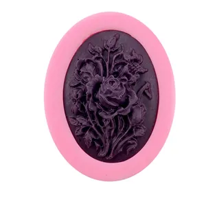 Oval rose flower silicone mold for fondant cake and aromatherapy gypsum DIY crafts
