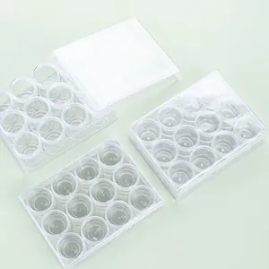Lot de 3 boîtes de rangement en acrylique avec 12 petits pots ronds pour perles et ongles