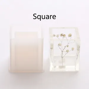 Square silicone mold for DIY resin crystal pen holder and stationery organizer