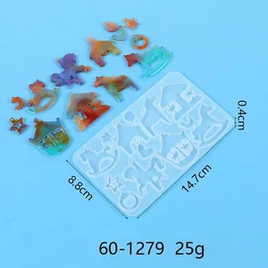 Stampo in silicone per ciondoli in resina fai-da-te con giostra, unicorno e gatto