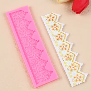 Detail van lange bloemen kant siliconen mal voor vintage taartrand fondant decoratie