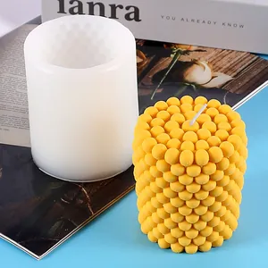 Detail view of a silicone candle mold with sphere texture for DIY aromatherapy candle