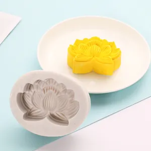 Detailed view of a lotus flower silicone mold for mooncakes and mousse cake baking