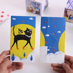 Creative DIY jumping gift box with cartoon cat illustration for Valentine's Day