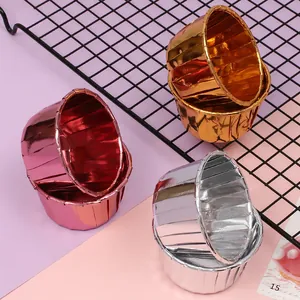 Metallic Muffin Cupcake Liners Laminated Rolled Edge Paper Baking Cups For Party Kitchen Baking Decoration
