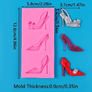 3-cavity high heel silicone mold for DIY fondant chocolate and craft decoration