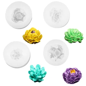 Juego de moldes de silicona de suculentas 3D para velas aromáticas DIY, resina y chocolate