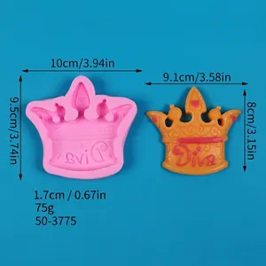 Detailed measurements for crown-shaped silicone fondant mold and finished product size