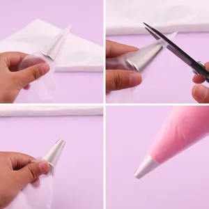 Tutorial paso a paso para montar una manga pastelera desechable de PE con boquilla de metal.