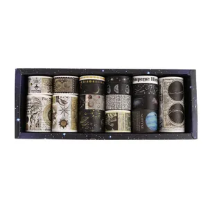 18-Rollen Vintage Washi Tape Set mit Himmels- und Tarotmotiven in Geschenkbox