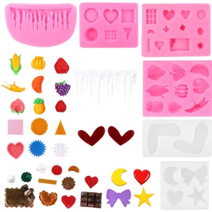 DIY-Silikonformen-Set mit Obst-, Herz- und Schleifenformen für Fondant- und Bastelarbeiten