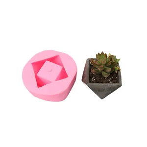 Moule en silicone rose géométrique pour pot de fleurs succulentes, vue de détail