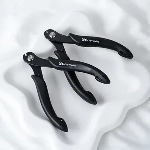Close-up view of GT professional jewelry wire cutting pliers with ergonomic black handles