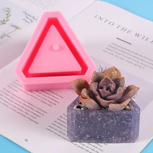 Triangle succulent flower pot silicone mold for DIY plaster candle and resin crafts